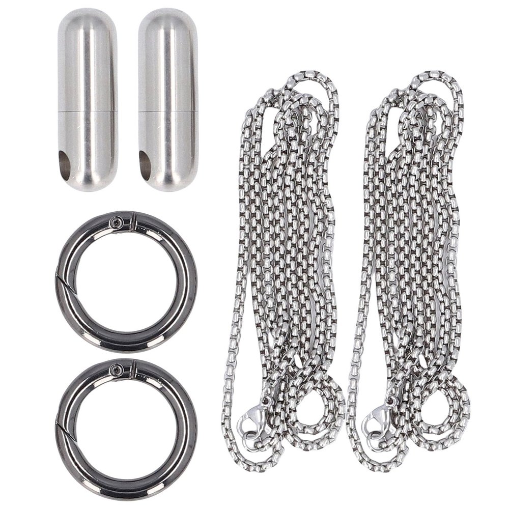 Fdit 2 Pack Stainless Steel Airtight Capsule Case Keychain Container - Portable for Vitamins, Outdoor Camping, Hiking & Travel, Leakproof Metal Box with (Silver)