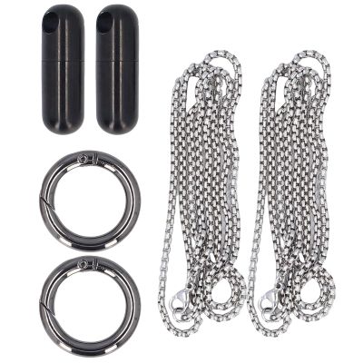 Fdit 2 Pack Stainless Steel Airtight Capsule Case Keychain Container - Portable for Vitamins, Outdoor Camping, Hiking & Travel, Leakproof Metal Box with (Black)