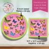Fabuplates 48pc Butterfly & Greek Key Party Set 24 9" Plates and 24 Luncheon Napkins, Elegant Pink and Green Design, Heavy Duty Disposable Tableware for Spring Parties, Garden Events, Bridal Showers view 2