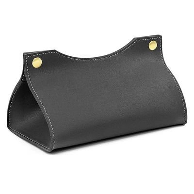 Modern Tissue Box Holder PU Leather Organiser Home Coffee Table Desktop Simple Napkin Holders Tabletop(Black)