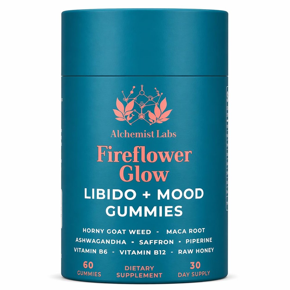 Alchemist Labs Libido Support for Women | Fireflower Glow Mood and Libido Gummies | Now with 10x HornyGoatWeed Women, Maca Root, Ashwagandha, Organic Saffron Extract, Vitamin B6, B12 Supplement