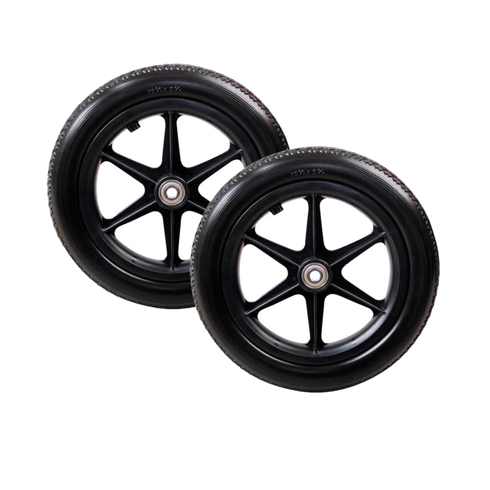 12 Inch Wheelchair Rear Wheel Assembly, 12 1/2 X 2 1/4 Inch Manual Wheelchair Solid PU Tire Rear Wheel, Transport Chair Parts