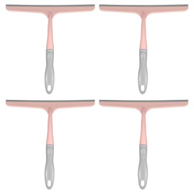HARFINGTON 4pcs Shower Squeegee 9.6 Inch Length Water Blade Cleaner Tool Household Mirror Squeegee with Hole for Windshield Window Cleaning Glass Door, Pink