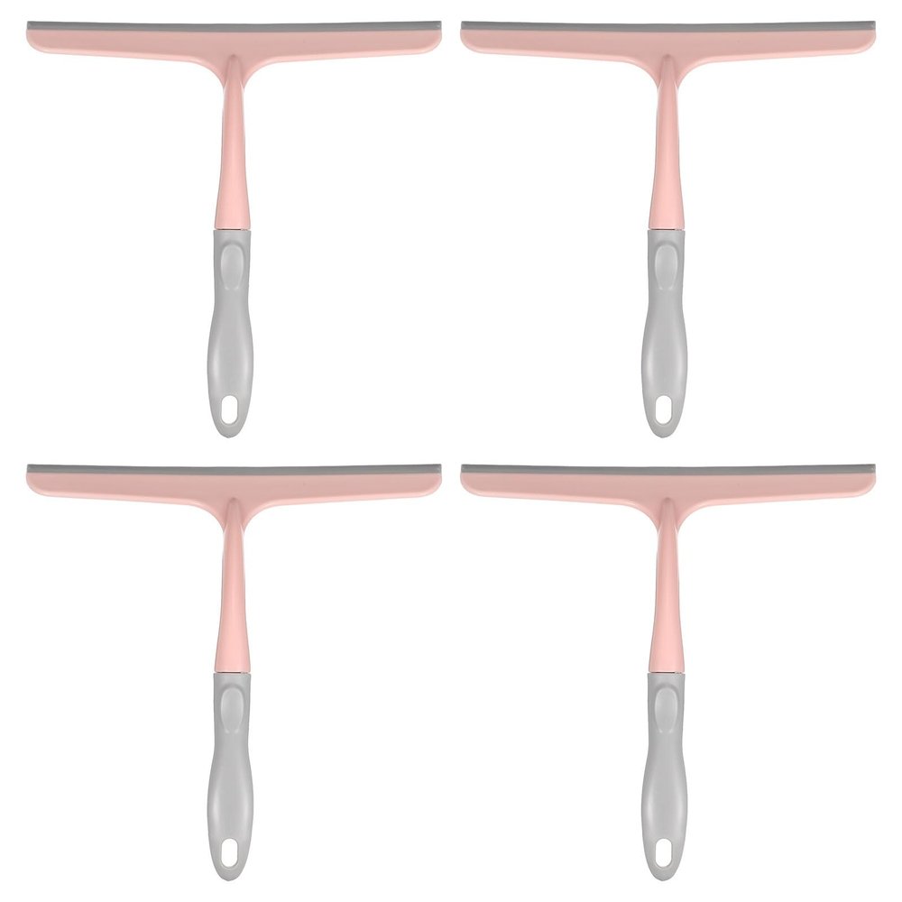 HARFINGTON 4pcs Shower Squeegee 9.6 Inch Length Water Blade Cleaner Tool Household Mirror Squeegee with Hole for Windshield Window Cleaning Glass Door, Pink