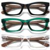 Hubeye Square Reading Glasses for Women Men Blue Light Blocking Computer Fashion Style Readers with Spring Hinge (Black+Green+Transparent,2.0) view 1