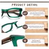 Hubeye Square Reading Glasses for Women Men Blue Light Blocking Computer Fashion Style Readers with Spring Hinge (Black+Green+Transparent,2.0) view 4