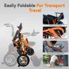 GYMROLLS Electric Wheelchairs for Adults Lightweight Foldable,20 Miles Motorized Wheelchairs,Foldable Power Wheelchair,Orange,500W Motor view 4