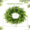 DDHS 11 Inch Artificial Boxwood Small Wreath for Front Doors, 2 Packs Green Leaves Wreath, Spring Summer Mini Wreaths for Indoor Outdoor Hanging Wall Window Wedding Home Decor Party Farmhouse view 2