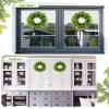 DDHS 11 Inch Artificial Boxwood Small Wreath for Front Doors, 2 Packs Green Leaves Wreath, Spring Summer Mini Wreaths for Indoor Outdoor Hanging Wall Window Wedding Home Decor Party Farmhouse view 4