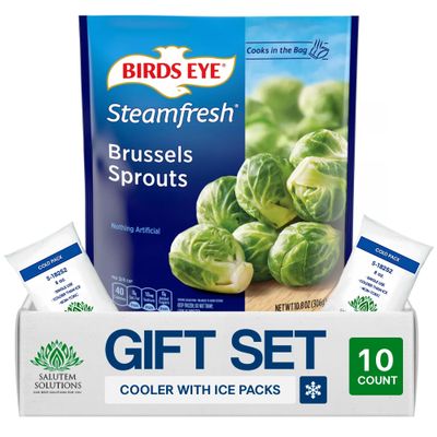 Salutem Vita Steamable Frozen Brussels Sprouts, Vegetable Side Dish, 10.8 oz, Gift Set Pack of 10