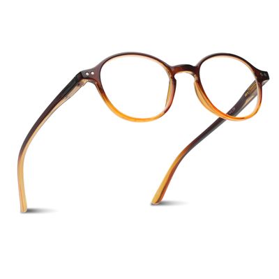 2SeeLife Small Round Reading Glasses for Men & Women Narrow-Medium Fit, Sturdy Frame, Spring Hinges, Premium Retro Readers, Brown, +1.75