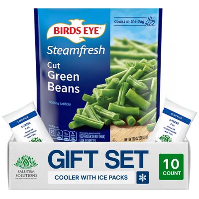 Salutem Vita Steamable Frozen Cut Green Beans, 10 oz, Gift Set Pack of 10