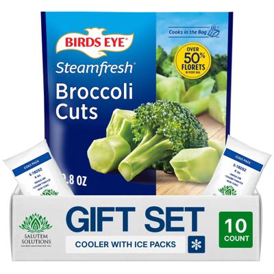 Salutem Vita Steamable Frozen Broccoli Cuts, Vegetable, 10.8 oz, Gift Set Pack of 10