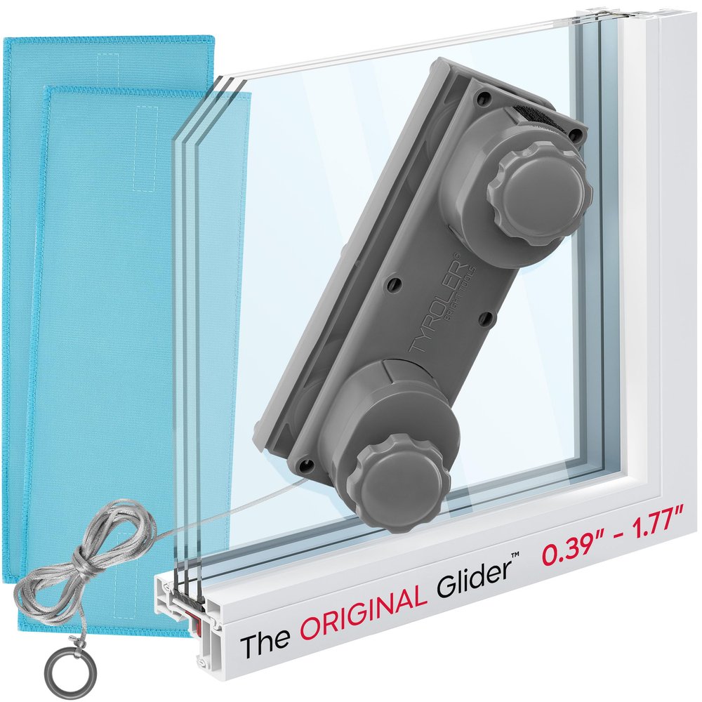 Tyroler Magnetic Window Cleaner Tool | The Silicone Glider R-4 AFC Fits Windows 0.4"-1.8" Thick | Double Sided Outside Window Cleaner Tool | Adjustable Control