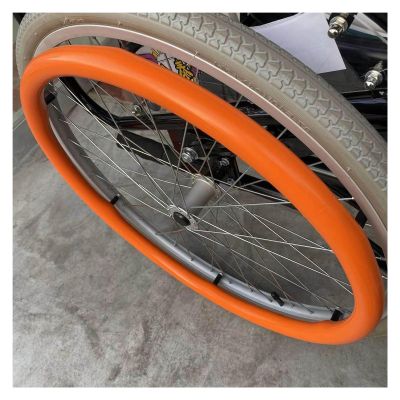 24inch/22inch Silicone Non-Slip Wheelchair Push Rim Covers, 1 Pair Wheelchair Hand Push Cover,0.18inch Thick Wear-Resistant Hand Push Cover(Orange,24in)