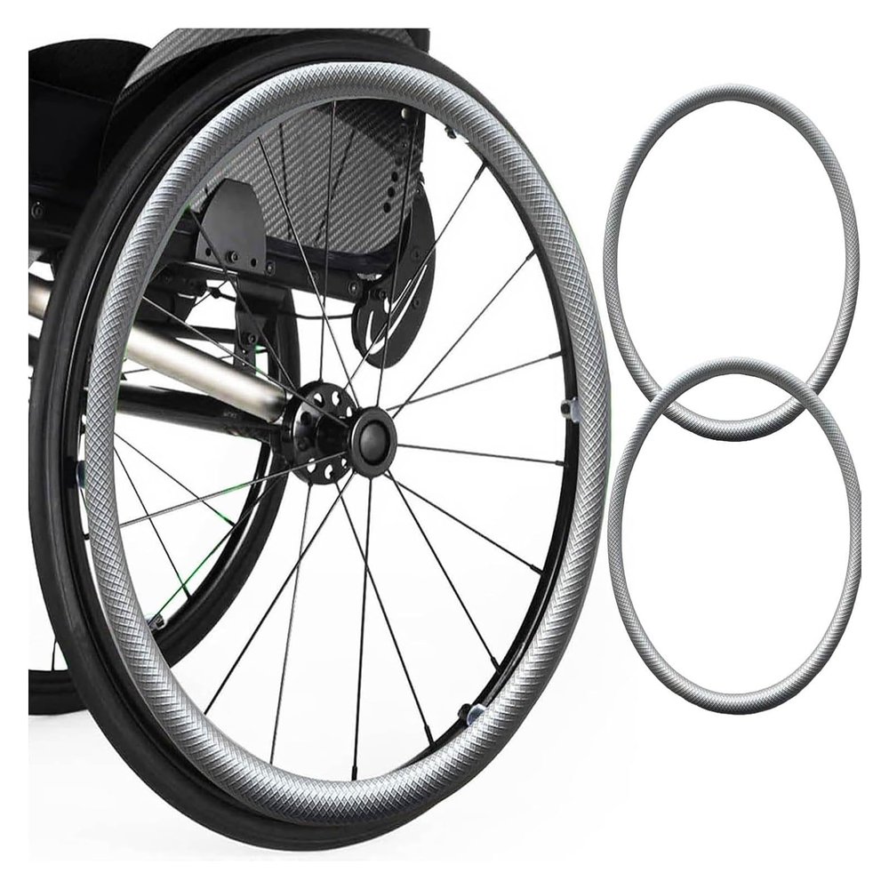 Hand Push Cover,Wheelchair Push Rim Covers,Non-Slip Wear-Resistant Wheelchair Push Rim Covers 22 inch/24 inch,for Improve Grip and Traction(Silver,22inch)