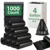 1000 Counts 4 Gallon Trash Bag Drawstring Small Trash Bags, Thick Pre-separated Garbage Bags, Trash Bin Liners, Suitable for bathroom, kitchen, bedroom, office (Black) view 1