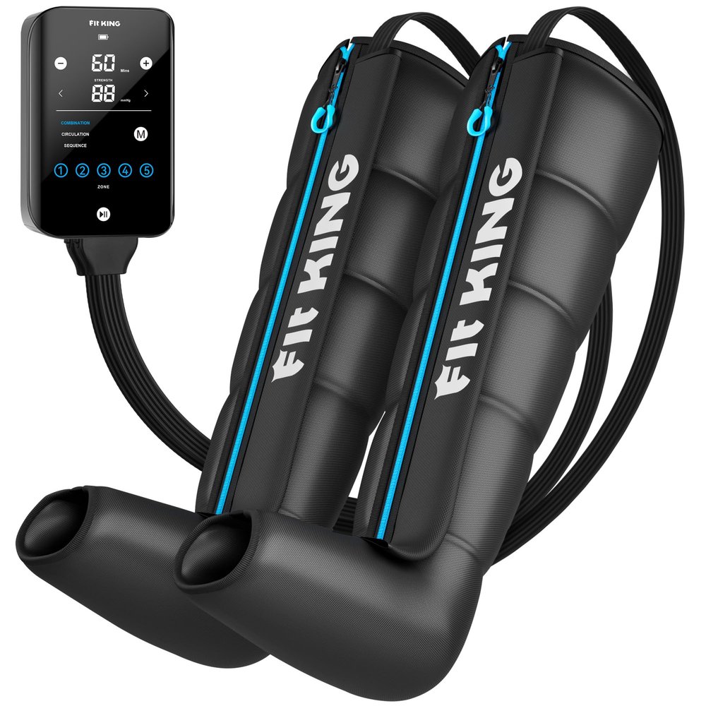 FIT KING Air Compression Recovery System, Rechargeable Leg Massager with 5 Chambers, Customized Zone Massage Optional, FSA-HSA (Large)
