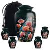 JAGLASH Pink Flower Funeral Urn for Human Ashes Adult Male & Female - Large 10 Inch Memorial Cremation Urns - Small 3 Inch Urns for Burial - Combo Urn for Mom & Dad (1 Large, 4 Keepsake) view 1