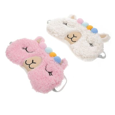BEBEMOKO 2Pcs Alpaca Design Eye Masks Soft Cashmere Sleeping Blindfolds for Women and Comfortable Light Blocking for Sleepovers and Relaxation