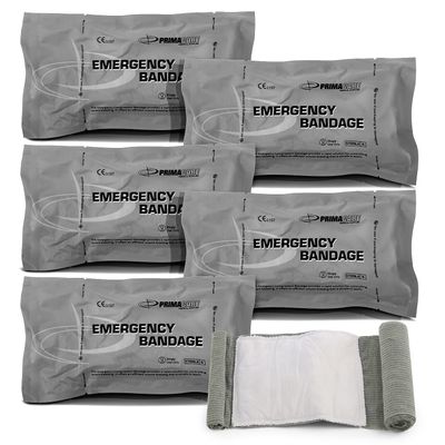 Primacare WB-7706 5-Pack Israeli Bandages 6" Emergency Trauma Wound Dressing, Vacuum-Sealed, Sterile, Bleeding Control for First Aid, Tactical, Military, EMT & Survival Kits