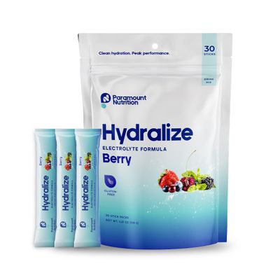 Paramount Nutrition Hydralize Electrolyte Powder Packets 600mg Sodium, 325mg Potassium, Magnesium Glycinate Zero Sugar, No Artificial Sweeteners Berry 30 Sticks