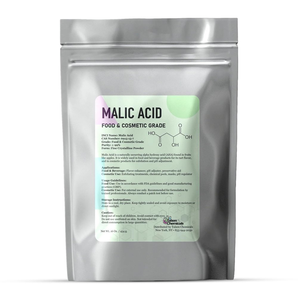Malic Acid Powder Organic Food Grade (16 Oz / 454 grams) Pure Malic Acid Food Grade Winemaking, Candy Making, Sour Flavor Enhancer for Baking Applications by Talsen Chemicals