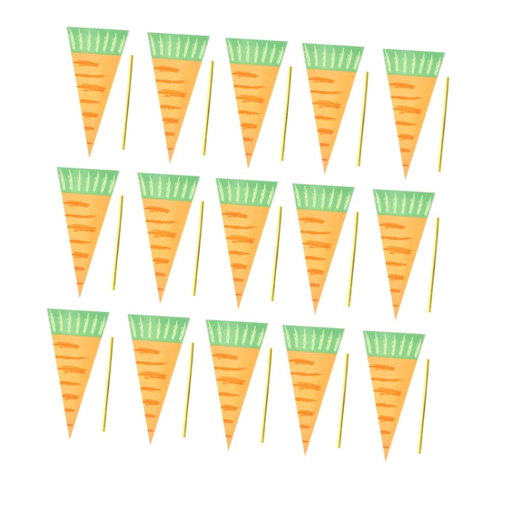 Ipetboom 150pcs Carrot Cone Shaped Treat Bags Plastic Candy Packaging for Parties for Cookies and Snacks Cute Design for Boys and Girls Treats Food-