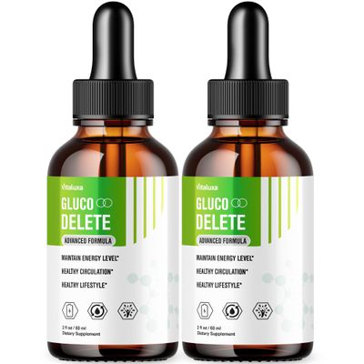 (2 Pack) Gluco Delete Drops - GlucoDelete Liquid Dietary Supplement Extract Advanced Formula Glyco Support, Glucol Gotas Liquido Premium Vitamin Droppers Max Strength Natural Ingredients Review (4oz)