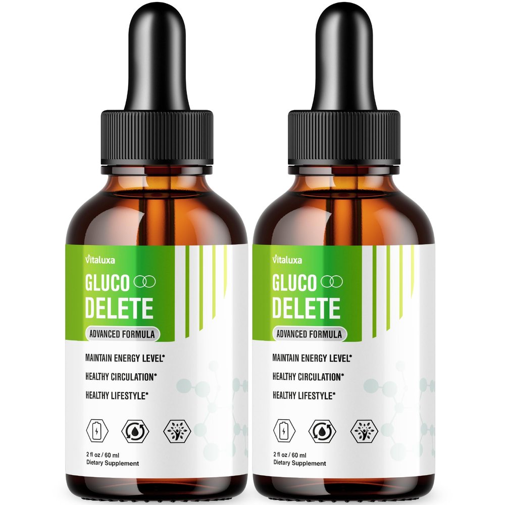 (2 Pack) Gluco Delete Drops - GlucoDelete Liquid Dietary Supplement Extract Advanced Formula Glyco Support, Glucol Gotas Liquido Premium Vitamin Droppers Max Strength Natural Ingredients Review (4oz)