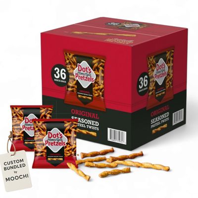 Dot- Seasoned Pretzel Twists Snack Packs, Savory & Bold Flavor, 1 oz Bags (36 Count) Custom bundled by MOOCHI