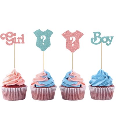 12Pcs Gender Reveal Cupcake Toppers,Cupcake Toppers Gender Reveal,4 Styles x 3 Set