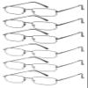 6-Pack Metal Reading Glasses for Men Women Spring Hinge Readers Clear Lens Non Yellow Coating, 3 Black 3 Gunmetal 2.25 x view 1
