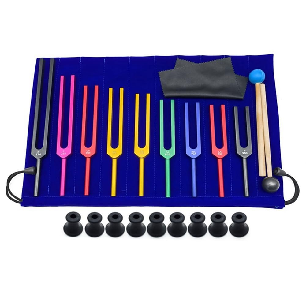 CQJRGF 9 PCS Colorful Aluminum Alloy Tuning Forks Tuning Forks for Therapy Voice Therapy Blue 500396045A2(Black)