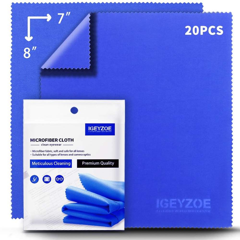 20 Pack Microfiber Glasses Cleaning Cloths - Glasses Wipes Ultra Soft & Reusable Eyeglass Lens Cleaner for Eyeglasses, Cameras, Phones