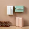 KHUTRW3D Modern Wall Mounted Tissue Box Paper Towel Holder for Kitchen Office Napkin Container Wipes Paper Storage Box Tissue Holder Tabletop(Blue) view 4