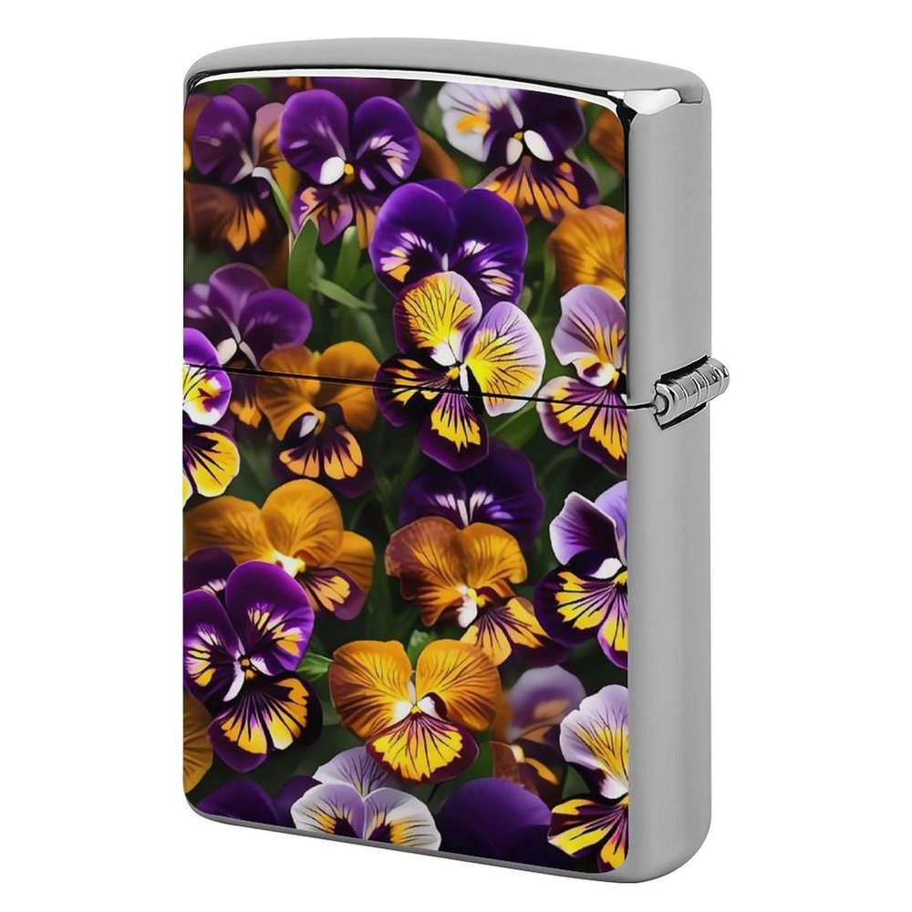 Pansy Perfection Classic Lighter Case, Novelty Creativity Lighter Housing Vintage Cool Lighter Cover for Men Dad Husband Gift Collect