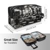 FKGKDF Barber Shop Monochrome Style Print Travel Toiletry Organizer Bag, Large Capacity Storage For Cosmetics, Toiletries view 4