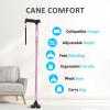 REHAND Walking Cane for Men & Women - Foldable, Adjustable, Lightweight, Self Standing Pivot Walking Cane, Soft Handle Grip, with Travel Bag, Walking Sticks for Seniors & Adults (Pink) view 2