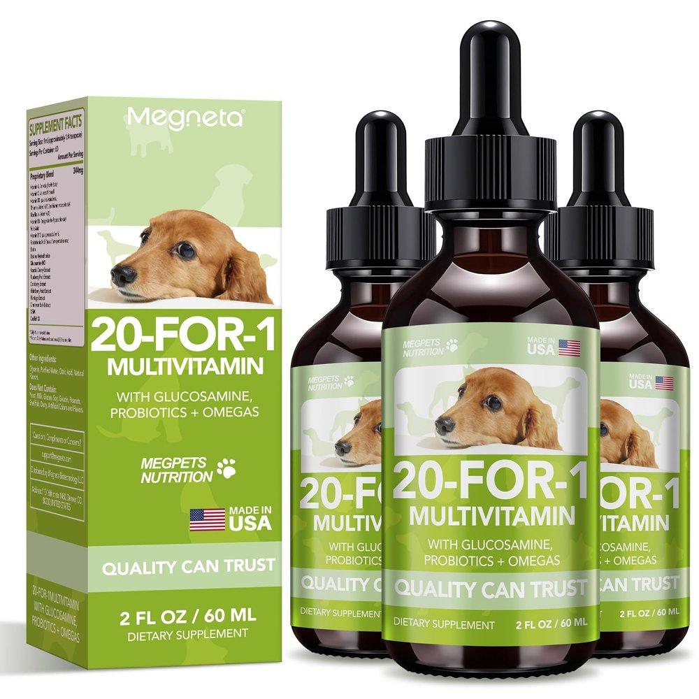 20-in-1 Liquid Supplement for Dogs & Cats - Enriched with Vitamins,Omegas, 6 FL.OZ