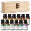 12 Pack Essential Oils for Diffusers for Home - Water Soluble Diffuser Oils Set for Humidifiers & Spa, Scented Oil with Wooden Gift Box for Women - Lavender, Peppermint, Sweet Orange, Tea Tree & More view 1
