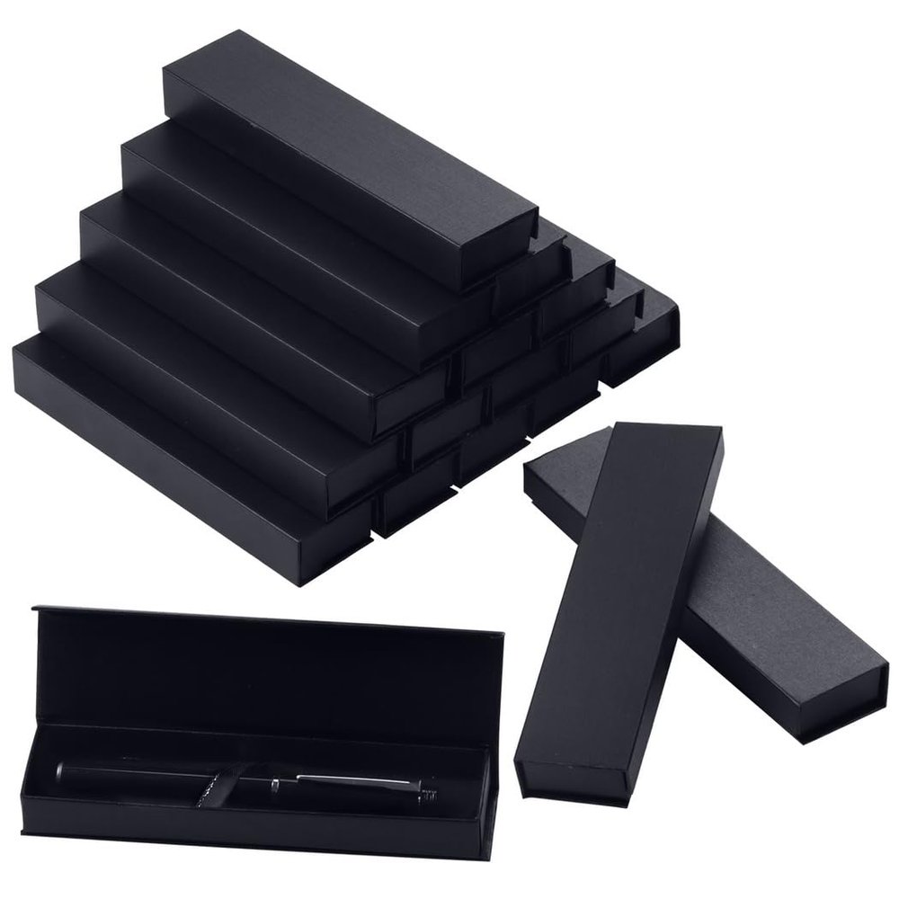 18-Pack Magnetic Closure Pen Gift Boxes, Black Kraft Paper Jewelry Case Set With Soft Inserts, Empty Packaging For Corporate And Personal Gifting