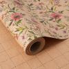 ZINTBIAL Kraft Floral Wrapping Paper Roll - Pink and Purple Floral Design, 17 Inches x 16.5 Feet, Gift Wrap for Wedding, Bridal Shower, Birthday, Mother's Day, Cut Lines on Back view 1