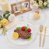 bUCLA 200PCS Clear and Gold Plastic Plates - Clear Disposable Plates with Gold Rim, Includes 100 PCS 10 inch Dinner Plates and 100 PCS 7 inch Dessert Plates for Party&Wedding view 4