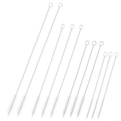 VALICLUD 304 Stainless Steel Soft Bristle Brush Set of 11 for Cleaning Straws Bottles and Tumblers Sturdy and Versatile Tube Cleaner for Home and Outdoor Use
