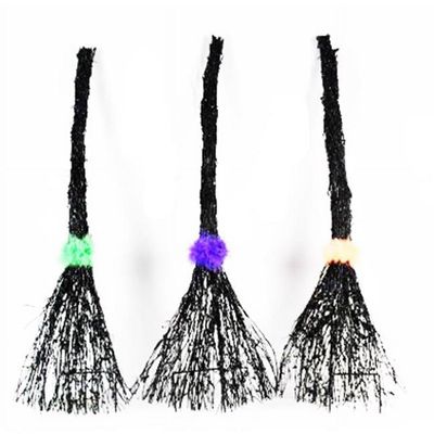 29 in. Sienna Prelit Rattan Brooms Halloween Decor Warm White - 45 Count