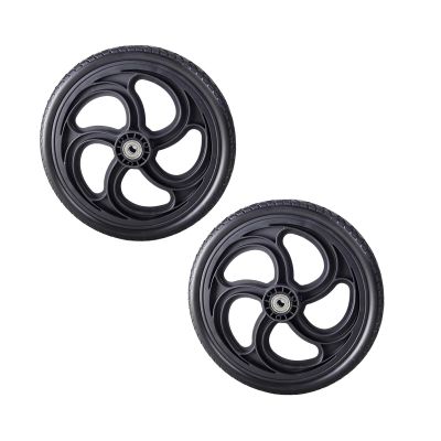 12 Inch Wheelchair Rear Wheels Assembly, 12x1.75 Non-Slip Solid Polyurethane Tires, Manual Wheelchair Replacement Parts, Bearings 12mm
