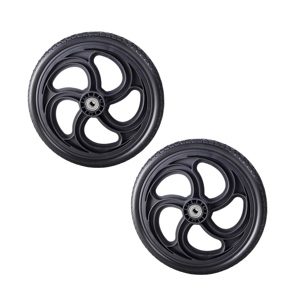 12 Inch Wheelchair Rear Wheels Assembly, 12x1.75 Non-Slip Solid Polyurethane Tires, Manual Wheelchair Replacement Parts, Bearings 12mm