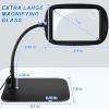 10X 30X 7 Inch Extra Large Magnifying Glass with Light and Stand, 5 Color Modes Dimmable LED Magnifying Lamp with Flexible Gooseneck, Hands Free Magnifier for Reading Crafts Close Work Seniors view 4