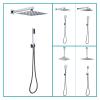 NLCKDSML Overhead Hand Shower Set Wall Ceiling Mounted Ultra Thin Stainless 3 Functions Hand Shower with Valve Hose Chrome(RD Wall ABS,Top 10 inch) view 2